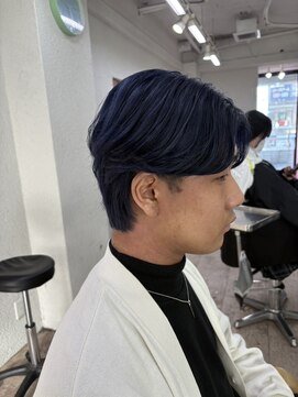 アジールヘア 所沢プロペ通り店(agir hair) 韓国マッシュセンターパートネイビーブルーブラック所沢