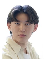 にもう ブルーブラック 韓国センターパート　メンズヘア　a