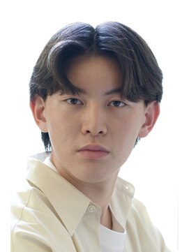 にもう ブルーブラック 韓国センターパート　メンズヘア　a