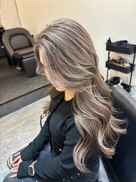 ブレンド 渋谷(BLend) ハイライトカラーくびれヘアアプリコットオレンジ