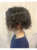 スパイラルパーマ　センターパート　マンバン