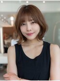 大人かわいい前髪セシルカットココアブラウンフリンジウェーブ
