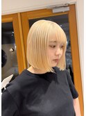 ダブルカラーブロンドボブハイトーンボブショートウルフボブ