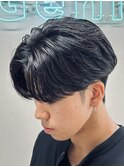 ダークアッシュニュアンスパーマ韓国マッシュベリーショート