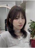 ミディアムヘア暗めカラー/デザインカラー/フェイスフレーミング