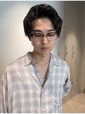 メンズカットニュアンスパーマアップバングショート渋谷