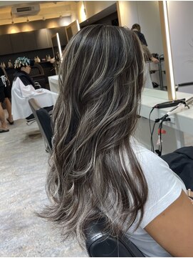 ブレンド 渋谷(BLend) ハイライトカラーくびれヘアアプリコットオレンジ
