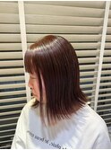 ほんのりピンクブラウン×外ハネボブ