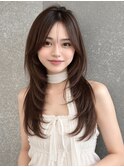 ワンホンレイヤ ー×ダークブルー[デジタルパーマ/ボブ/韓国]