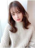 《Agu hair》長めバング×重軽ウェーブロング