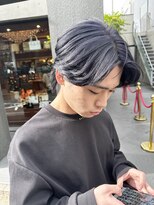 オアシス 表参道(OASIS) メンズハイトーンウルフカットブルーブラックセンターパート