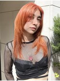 オレンジベージュレイヤーカットイメチェンケアブリーチ