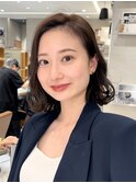 ボブカット透明感カラー抜け感溢れるカールスタイル