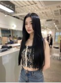 大人可愛い20代30代40代小顔ウルフレイヤーボブ丸み韓国ロング