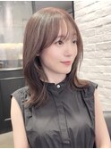 レイヤーカットシースルーバング韓国ヘアミディアムレイヤー