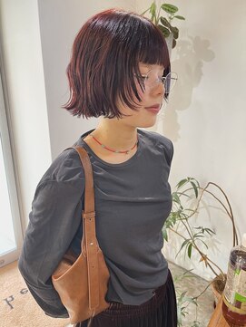 アスティブランシュ(Asti blanche) ぶつっとボブ_顔周り レイヤー__ワインレッド