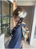 成人式ヘアセット☆サイド編みおろし
