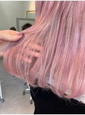 透けるペールピンクロングレイヤーハイトーンブリーチmaaya