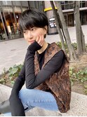 大人ガーリー チョコレート プリカール 小顔 丸みショートボブ