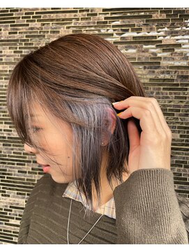 ヘアーアトリエ ラフェル(hair atelier Rafel) 切りっぱなしボブ、インナーカラー