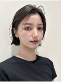 顔周りレイヤーカットグレージュカラーくびれボブショートカット