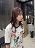ブリーチなし暖色カラー　ワインレッド