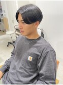 刈り上げセンターパート/メンズカット/アッシュブラック