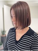 ハイライト白髪ぼかしダブルカラーインナーカラーショートボブ
