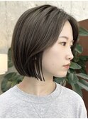 ボブレイヤー艶髪オリーブベージュ