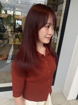 ナンバー(number+) 大人可愛いレイヤーカットレッドブラウンブリーチなし