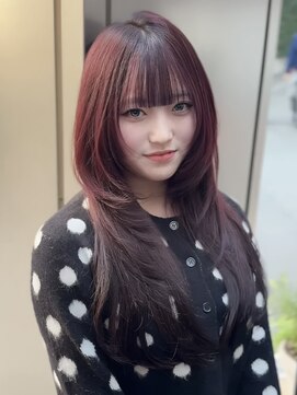 ニューヨークニューヨーク 梅田茶屋町店(NYNY) ハッシュカット　韓国レイヤー　ワインレッド　チェリーレッド