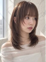ユーフォリア 銀座(Euphoria)&nbsp;暗髪ミルクベージュツーウェイバングミディアムレイヤーカット