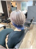 インナーカラー××ウルフカット/シルバーアッシュ/ブルーヘア