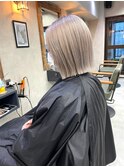 バレイヤージュ、ハイライト、レイヤーロング、グレーベージュ