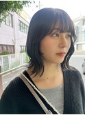 オリーブグレー　外はねボブ