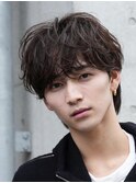 福岡天神ゆるめシャドウパーマメンズマッシュウルフカット緩め