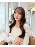 大人可愛い韓国風ロングヘア/シースルーバング