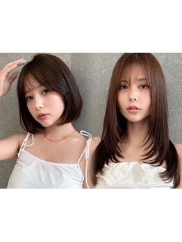 顔周り/前髪の繊細なカットで必ず似合うスタイルを。ケアブリーチ/ブリーチなしダブルカラーが人気[池袋]