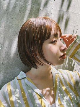 ヒュージ 三軒茶屋(huge) シースルーバング_ラインボブ_マロンベージュくすみカラー