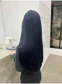 ネイビー/ブルーブラックツヤ髪スタイルロングヘア髪質改善
