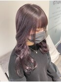 紫カラー ケアブリーチ 韓国 暗めカラー ラベンダー ロング
