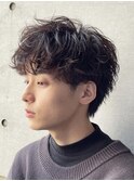 波巻きパーマメンズパーマメンズヘアツーブロックツイストパーマ