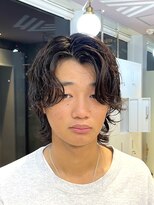 シャドウパーマ　センターパート　ニュアンスパーマ