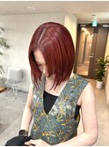 【qumu MARIKO】レッドカラー×ミニボブ