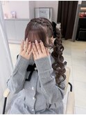 編み込みカチューシャサイドポニー♪