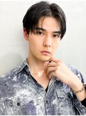 毛流れハンサムショートセンターパートメンズ黒髪爽やか
