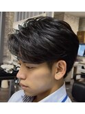 札幌大通メンズショートカットニュアンスフェザーパーマ