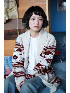 ラべリー 池袋(LOVELEY) 【 LOVELEY 】 オン眉マッシュボブ × インナーグリーン