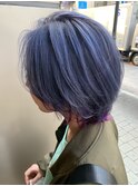 ショートウルフ×ブルーグレー×インナーバイオレット