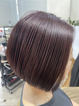 ヒラソル(girasol) 前下がりショートボブ/ピンクブラウンカラー/水素カラー髪質改善